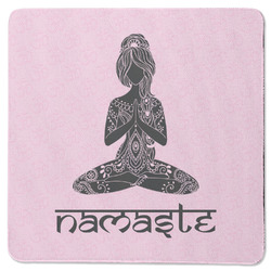 Lotus Pose Square Rubber Backed Coaster (Personalized)