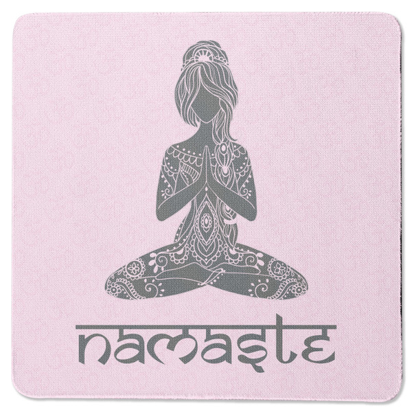 Custom Lotus Pose Square Rubber Backed Coaster (Personalized)