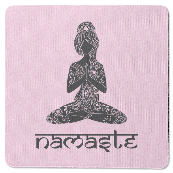 Custom Lotus Pose Square Rubber Backed Coaster (Personalized)