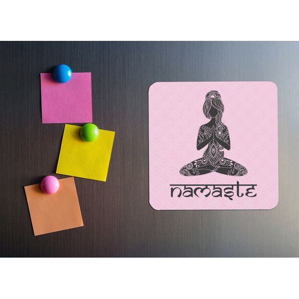 Lotus Pose Square Fridge Magnet - LIFESTYLE
