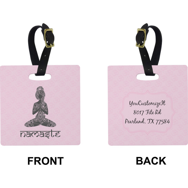 Lotus Pose Square Luggage Tag (Front + Back)