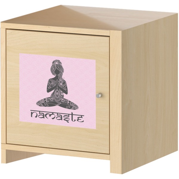 Lotus Pose Square Wall Decal on Wooden Cabinet