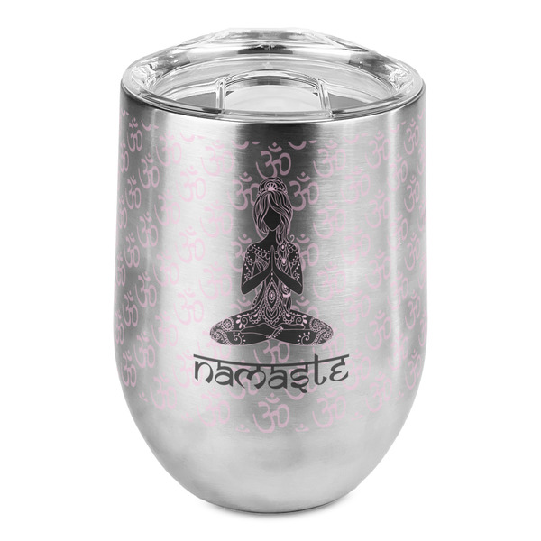 Custom Lotus Pose Stemless Wine Tumbler - Full Print