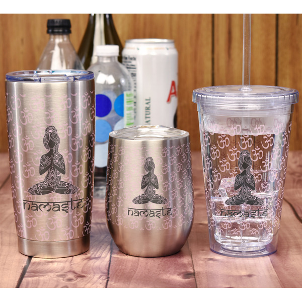 Lotus Pose Stemless Wine Tumbler - Full Print - In Context