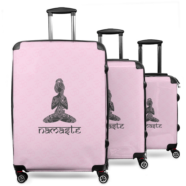 Custom Lotus Pose 3 Piece Luggage Set - 20" Carry On, 24" Medium Checked, 28" Large Checked