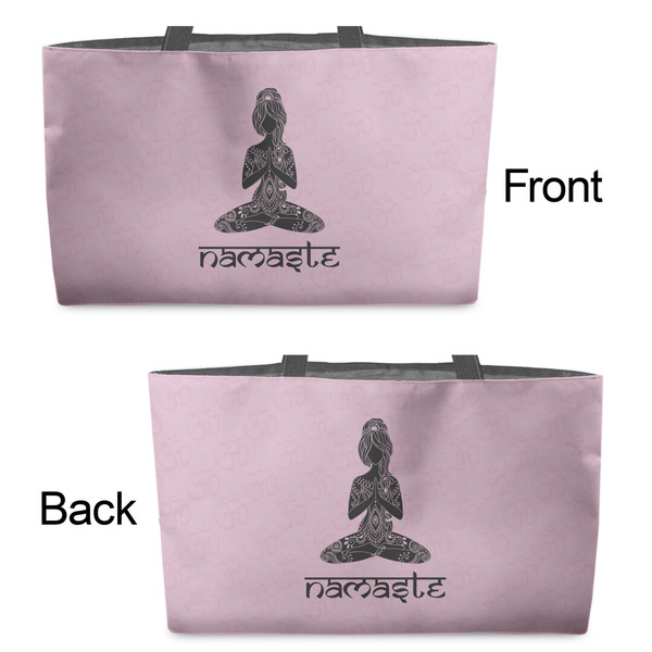 Lotus Pose Tote w/Black Handles - Front & Back Views