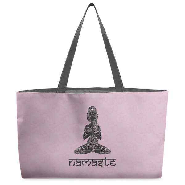 Custom Lotus Pose Beach Totes Bag - w/ Black Handles