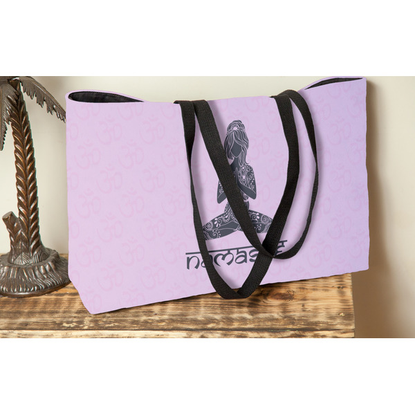 Lotus Pose Tote w/Black Handles - Lifestyle View