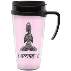 Lotus Pose Acrylic Travel Mug with Handle (Personalized)
