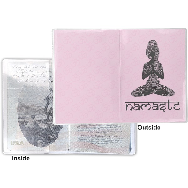 Lotus Pose Vinyl Passport Holder - Flat Front and Back