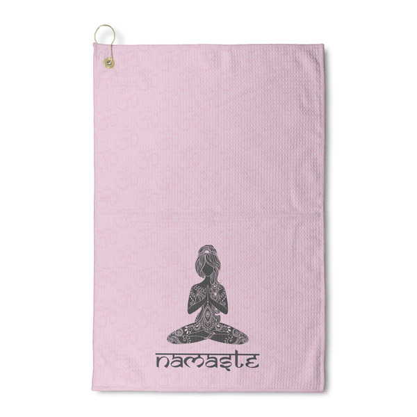 Custom Lotus Pose Waffle Weave Golf Towel