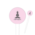 Lotus Pose 4" Round Plastic Food Picks - White - Double Sided