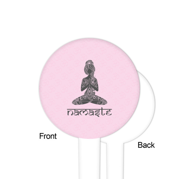 Lotus Pose White Plastic 4" Food Pick - Round - Single Sided - Front & Back