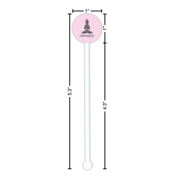 Lotus Pose White Plastic 5.5" Stir Stick - Round - Dimensions