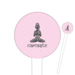 Lotus Pose 6" Round Plastic Food Picks - White - Single Sided