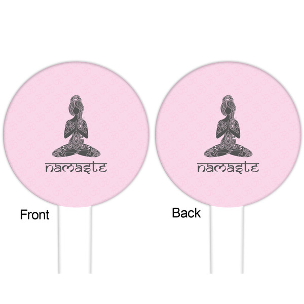 Lotus Pose White Plastic 6" Food Pick - Round - Double Sided - Front & Back