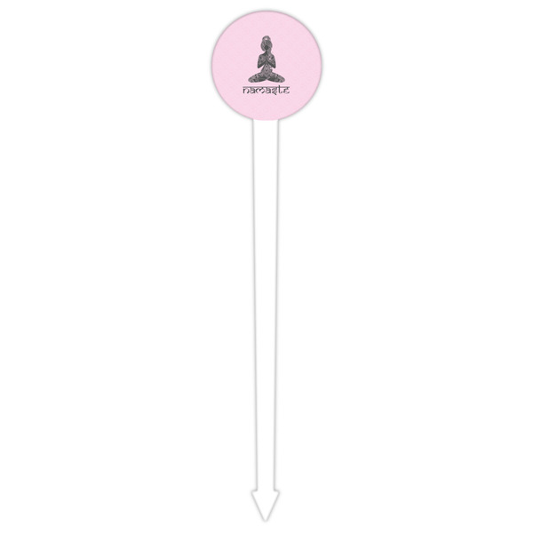 Lotus Pose White Plastic 6" Food Pick - Round - Single Pick