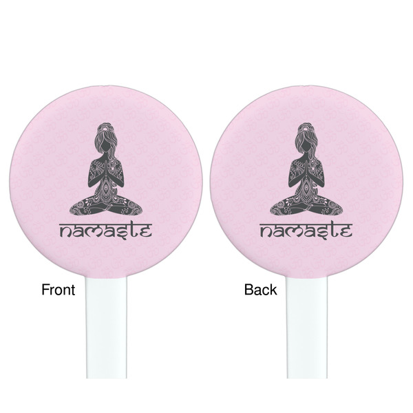 Lotus Pose White Plastic 7" Stir Stick - Double Sided - Round - Front & Back
