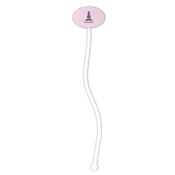 Lotus Pose White Plastic 7" Stir Stick - Oval - Single Stick