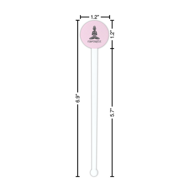 Lotus Pose White Plastic 7" Stir Stick - Round - Dimensions