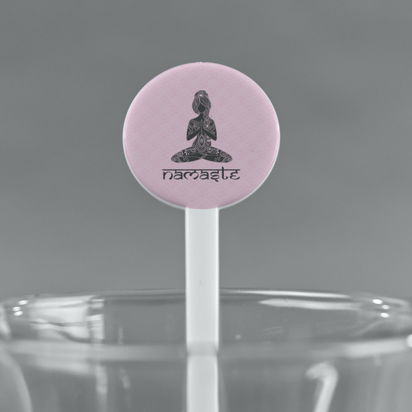 Lotus Pose White Plastic 7" Stir Stick - Round - Main