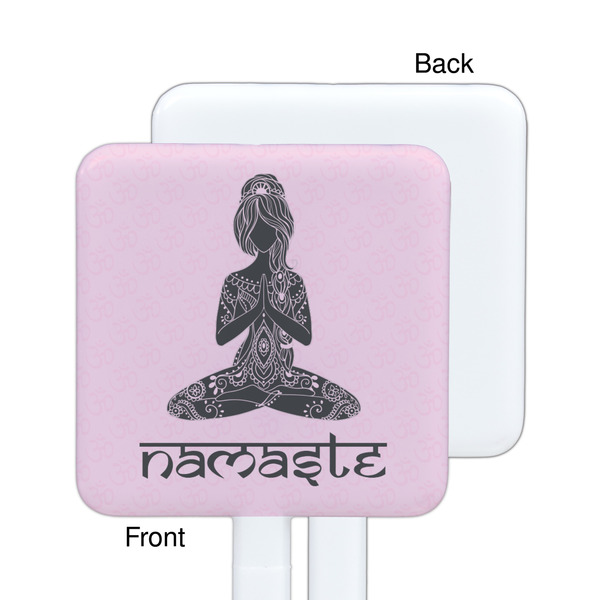 Lotus Pose White Plastic Stir Stick - Single Sided - Square - Approval