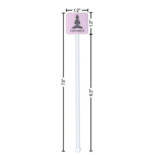 Lotus Pose White Plastic Stir Stick - Square - Dimensions