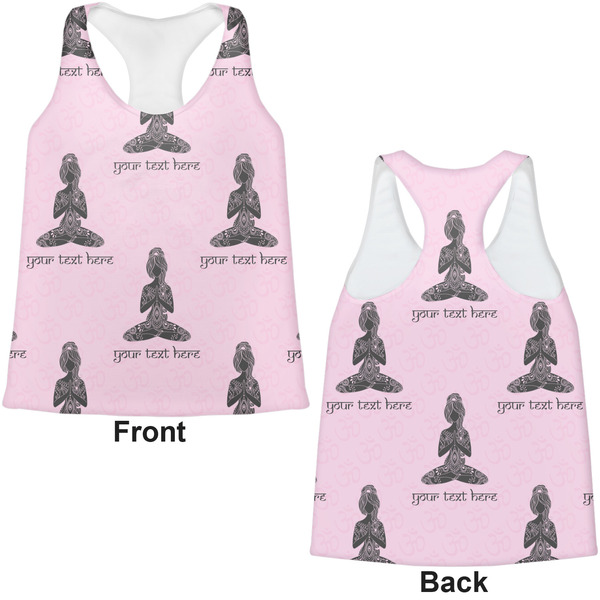 Lotus Pose Womens Racerback Tank Tops - Medium - Front and Back