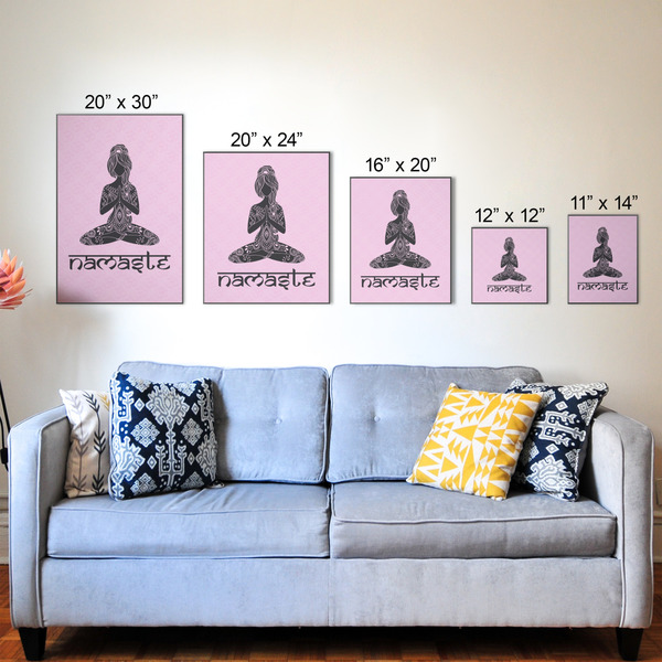 Lotus Pose Wood Prints - Size Comparison