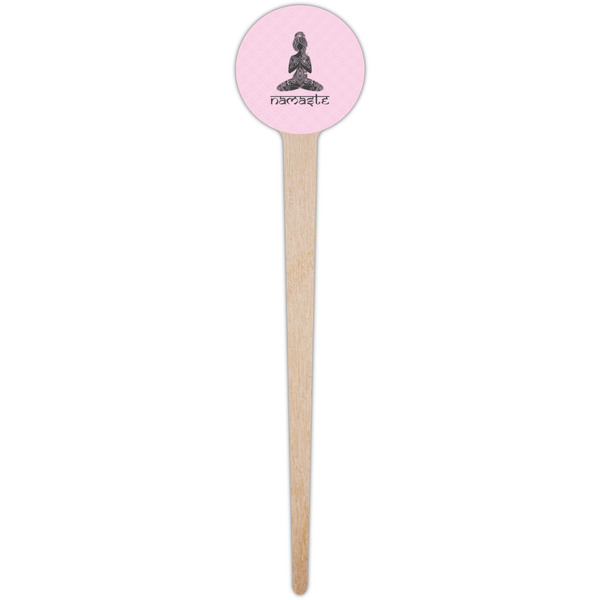 Lotus Pose Wooden 4" Food Pick - Round - Single Pick
