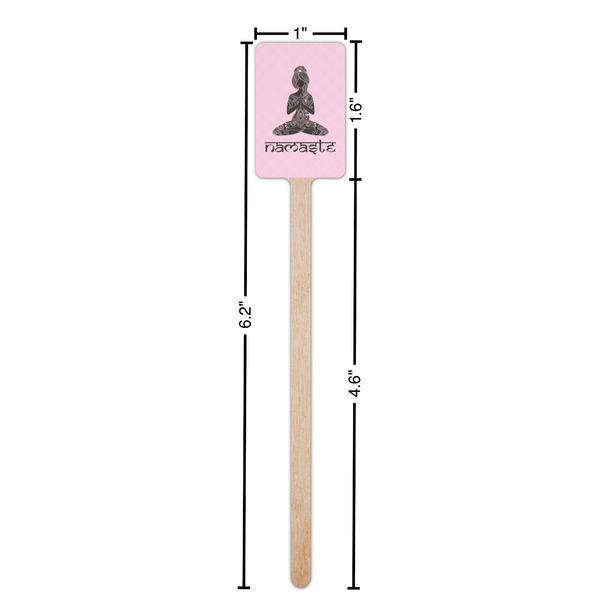 Lotus Pose Wooden 6.25" Stir Stick - Rectangular - Dimensions