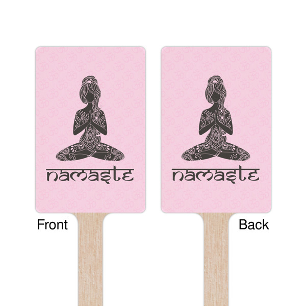 Lotus Pose Wooden 6.25" Stir Stick - Rectangular - Double Sided - Front & Back