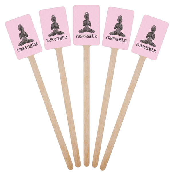 Lotus Pose Wooden 6.25" Stir Stick - Rectangular - Fan View
