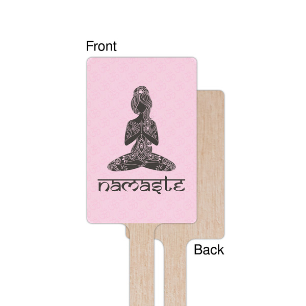 Lotus Pose Wooden 6.25" Stir Stick - Rectangular - Single - Front & Back