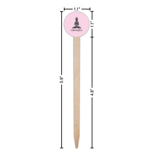 Lotus Pose Wooden 6" Food Pick - Round - Dimensions