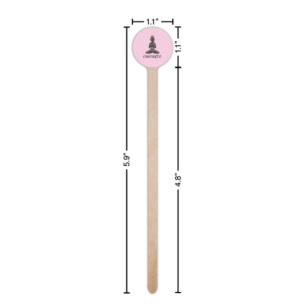 Lotus Pose Wooden 6" Stir Stick - Round - Dimensions