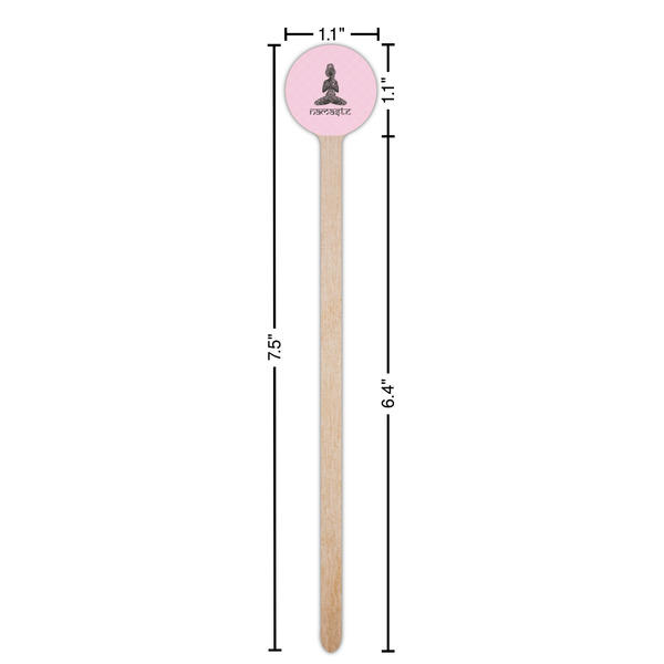 Lotus Pose Wooden 7.5" Stir Stick - Round - Dimensions