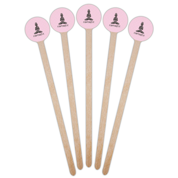 Lotus Pose Wooden 7.5" Stir Stick - Round - Fan View
