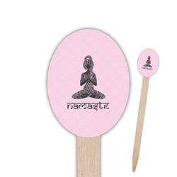 Lotus Pose Oval Wooden Food Picks - Double Sided