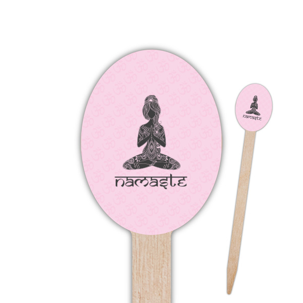Custom Lotus Pose Oval Wooden Food Picks