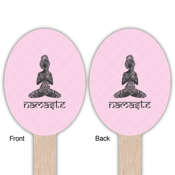 Lotus Pose Wooden Food Pick - Oval - Double Sided - Front & Back