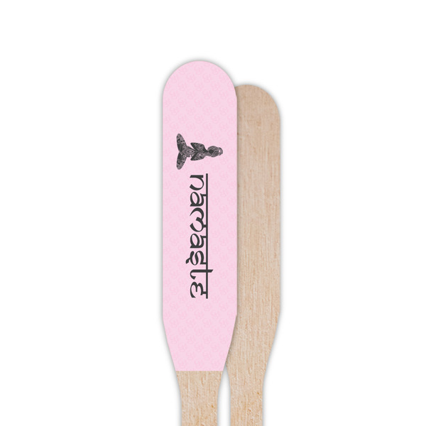 Lotus Pose Wooden Food Pick - Paddle - Single Sided - Front & Back