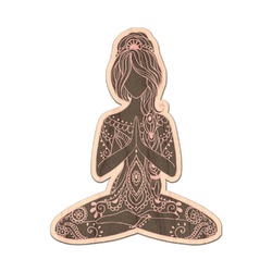 Lotus Pose Genuine Maple or Cherry Wood Sticker (Personalized)