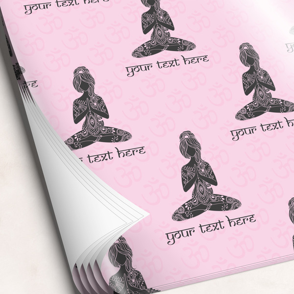 Custom Lotus Pose Wrapping Paper Sheets - Single-Sided - 20" x 28"