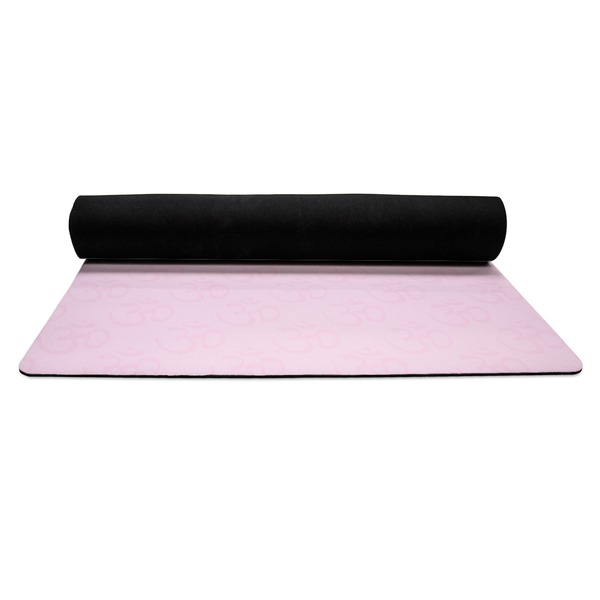 Lotus Pose Yoga Mat Rolled up Black Rubber Backing