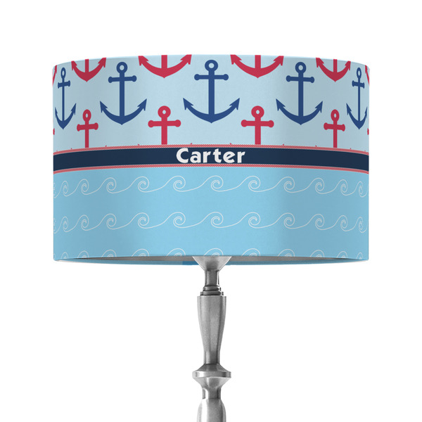 Anchors & Waves 12" Drum Lampshade - ON STAND (Fabric)
