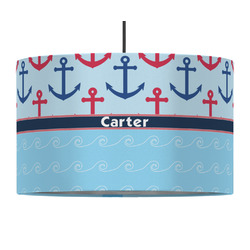 Anchors & Waves 12" Drum Pendant Lamp - Fabric (Personalized)
