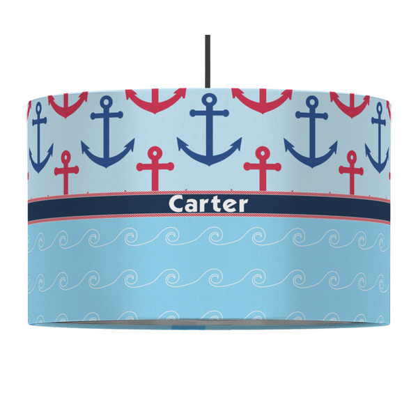 Anchors & Waves 12" Drum Lampshade - PENDANT (Fabric)