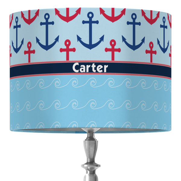 Custom Anchors & Waves 16" Drum Lamp Shade - Fabric (Personalized)