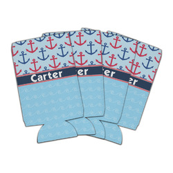 Anchors & Waves Can Cooler (16 oz) - Set of 4 (Personalized)